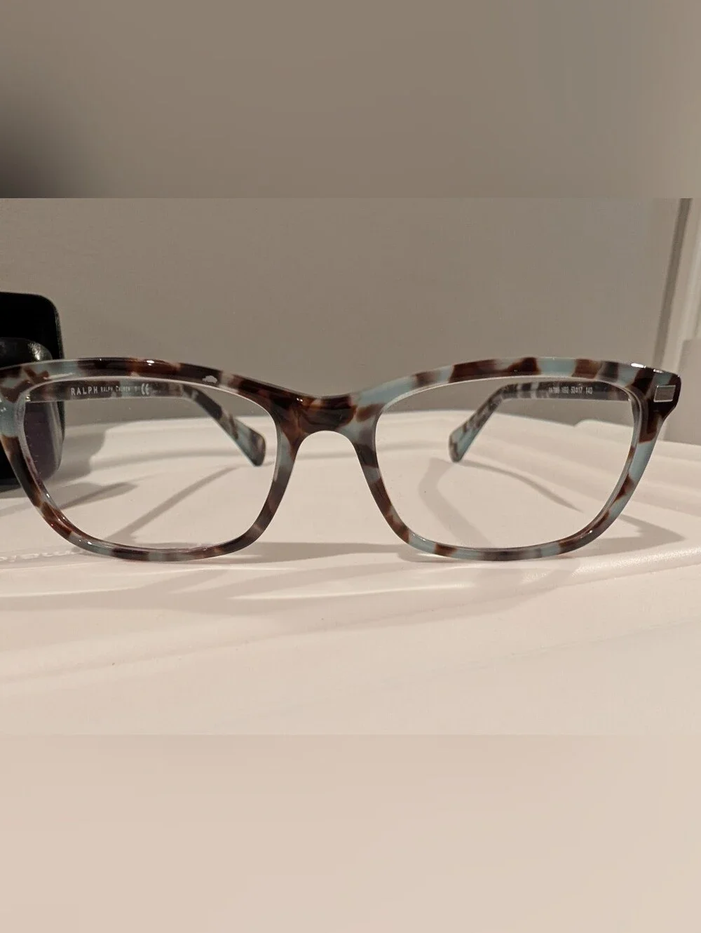 Women's Ralph laurenTortoiseshell Pattern Rectangular Glasses - Blue Brown Mix